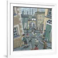 Skipping by the Green Door-Peter Adderley-Framed Art Print