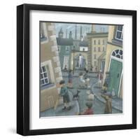 Skipping by the Green Door-Peter Adderley-Framed Art Print