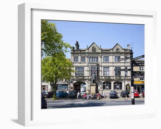 Skipton High Street and Library, Skipton, North Yorkshire, Yorkshire, England, United Kingdom-Mark Sunderland-Framed Photographic Print