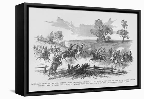 Skirmish Between Federal Cavalry and Jeb Stuart at Tunstal's Station, Virginia-Frank Leslie-Framed Stretched Canvas