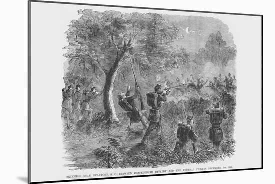 Skirmish Between Federal Pickets and Confederate Cavalry-Frank Leslie-Mounted Art Print
