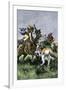 Skirmish Between Russian and Swedish Cavalry at the Battle of Poltava, c.1709-null-Framed Giclee Print