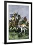 Skirmish Between Russian and Swedish Cavalry at the Battle of Poltava, c.1709-null-Framed Giclee Print