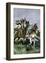 Skirmish Between Russian and Swedish Cavalry at the Battle of Poltava, c.1709-null-Framed Giclee Print