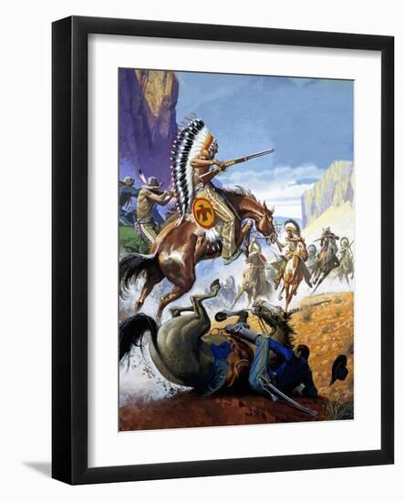 Skirmish Involving Indians and Soldiers-Severino Baraldi-Framed Giclee Print