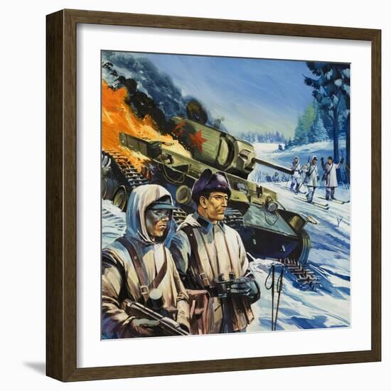 Skirmishes in the Snow-Gerry Wood-Framed Giclee Print