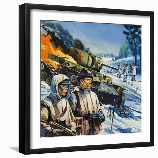 Skirmishes in the Snow-Gerry Wood-Framed Giclee Print