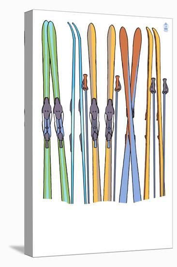 Skis in Snow-Lantern Press-Stretched Canvas
