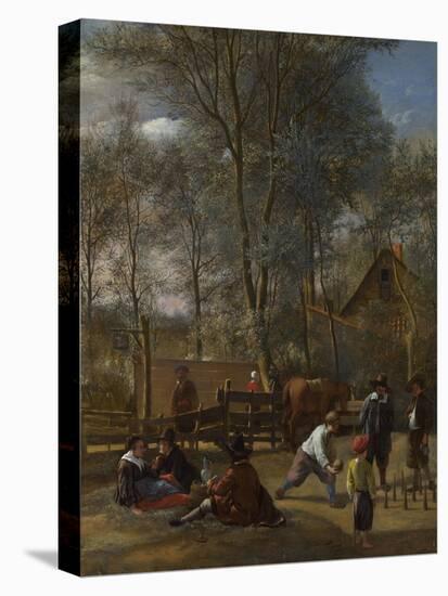 Skittle Players Outside an Inn, Ca 1663-Jan Havicksz Steen-Stretched Canvas