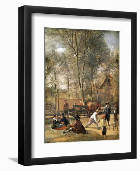 Skittle Players Outside an Inn, circa 1660-63-Jan Havicksz. Steen-Framed Giclee Print