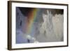 Skogafoss in Winter with Rainbow in Skoga, Iceland-Chuck Haney-Framed Photographic Print