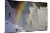Skogafoss in Winter with Rainbow in Skoga, Iceland-Chuck Haney-Mounted Photographic Print