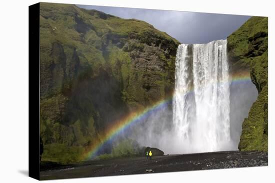 Skogafoss Waterfall with Rainbow in Summer Sunshine, South Coast, Iceland, Polar Regions-Peter Barritt-Stretched Canvas