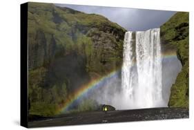 Skogafoss Waterfall with Rainbow in Summer Sunshine, South Coast, Iceland, Polar Regions-Peter Barritt-Stretched Canvas