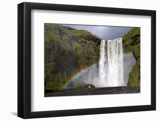 Skogafoss Waterfall with Rainbow in Summer Sunshine, South Coast, Iceland, Polar Regions-Peter Barritt-Framed Premium Photographic Print