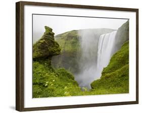 Skogarfoss Waterfall Plunges Over a Volcanic Cliff, Iceland-Don Grall-Framed Photographic Print