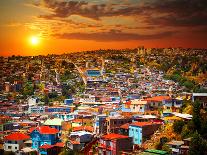 Colorful Buildings on the Hills of the UNESCO World Heritage City of Valparaiso, Chile-Skreidzeleu-Stretched Canvas
