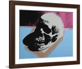 Skull, 1976 (white on blue and pink)-Andy Warhol-Framed Art Print