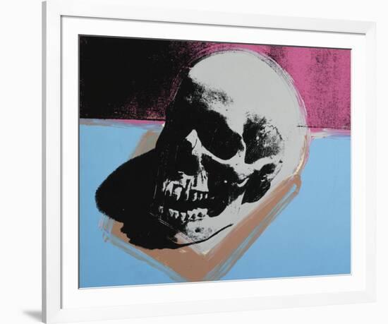 Skull, 1976 (white on blue and pink)-Andy Warhol-Framed Art Print