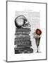 Skull and Books-Fab Funky-Mounted Art Print