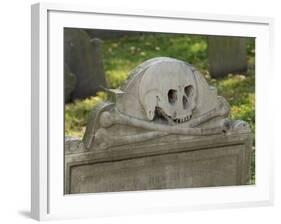 Skull and Crossbones on a Gravestone in the Old Granary Burying Ground, Boston, Massachusetts-null-Framed Photographic Print