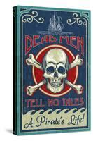 Skull and Crossbones - Vintage Sign-Lantern Press-Stretched Canvas