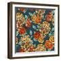 Skull and Flowers Background-depiano-Framed Art Print