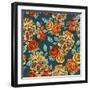 Skull and Flowers Background-depiano-Framed Art Print