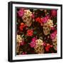 Skull and Flowers Background-depiano-Framed Art Print