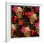 Skull and Flowers Background-depiano-Framed Art Print