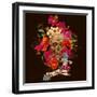 Skull and Flowers Day of the Dead-depiano-Framed Art Print