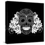 Skull and Roses, Black and White Day of the Dead Card-Alisa Foytik-Stretched Canvas