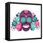 Skull And Roses, Colorful Day Of The Dead Card-Alisa Foytik-Framed Stretched Canvas