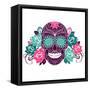 Skull And Roses, Colorful Day Of The Dead Card-Alisa Foytik-Framed Stretched Canvas