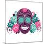 Skull And Roses, Colorful Day Of The Dead Card-Alisa Foytik-Mounted Art Print