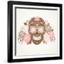 Skull and Roses, Colorful Day of the Dead Card-Alisa Foytik-Framed Art Print