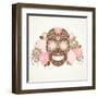 Skull and Roses, Colorful Day of the Dead Card-Alisa Foytik-Framed Art Print