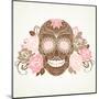 Skull and Roses, Colorful Day of the Dead Card-Alisa Foytik-Mounted Art Print