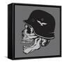 Skull Army Helmet Illustration, Typography, T-Shirt Graphics, Vectors-Syquallo-Framed Stretched Canvas