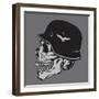 Skull Army Helmet Illustration, Typography, T-Shirt Graphics, Vectors-Syquallo-Framed Art Print