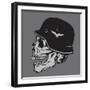 Skull Army Helmet Illustration, Typography, T-Shirt Graphics, Vectors-Syquallo-Framed Art Print