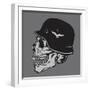 Skull Army Helmet Illustration, Typography, T-Shirt Graphics, Vectors-Syquallo-Framed Art Print