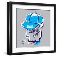 Skull Boy Illustration, Typography, T-Shirt Graphics-Syquallo-Framed Art Print