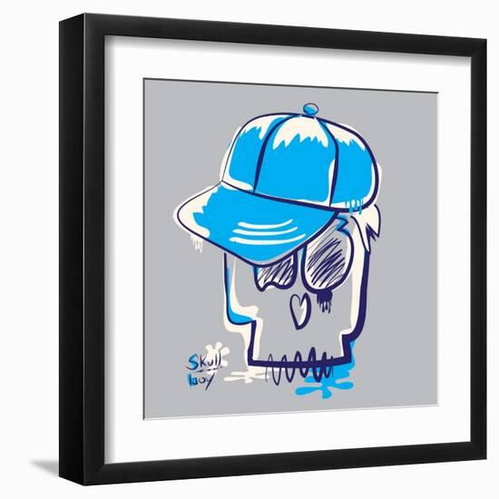 Skull Boy Illustration, Typography, T-Shirt Graphics-Syquallo-Framed Art Print