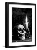 Skull Candle Black & White-null-Framed Art Print