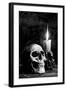 Skull Candle Black & White-null-Framed Art Print