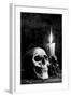 Skull Candle Black & White-null-Framed Art Print