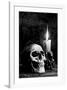 Skull Candle Black & White-null-Framed Art Print