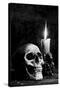 Skull Candle Black & White-null-Stretched Canvas