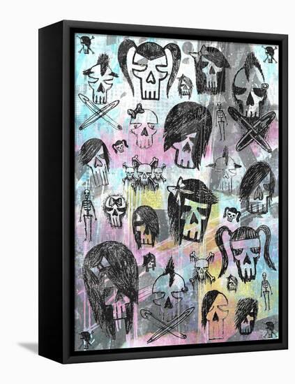 Skull Collage-Roseanne Jones-Framed Stretched Canvas